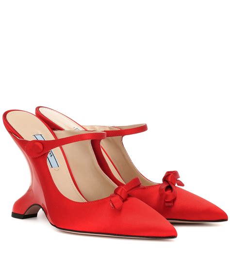 prada red satin pumps|Prada pumps sale.